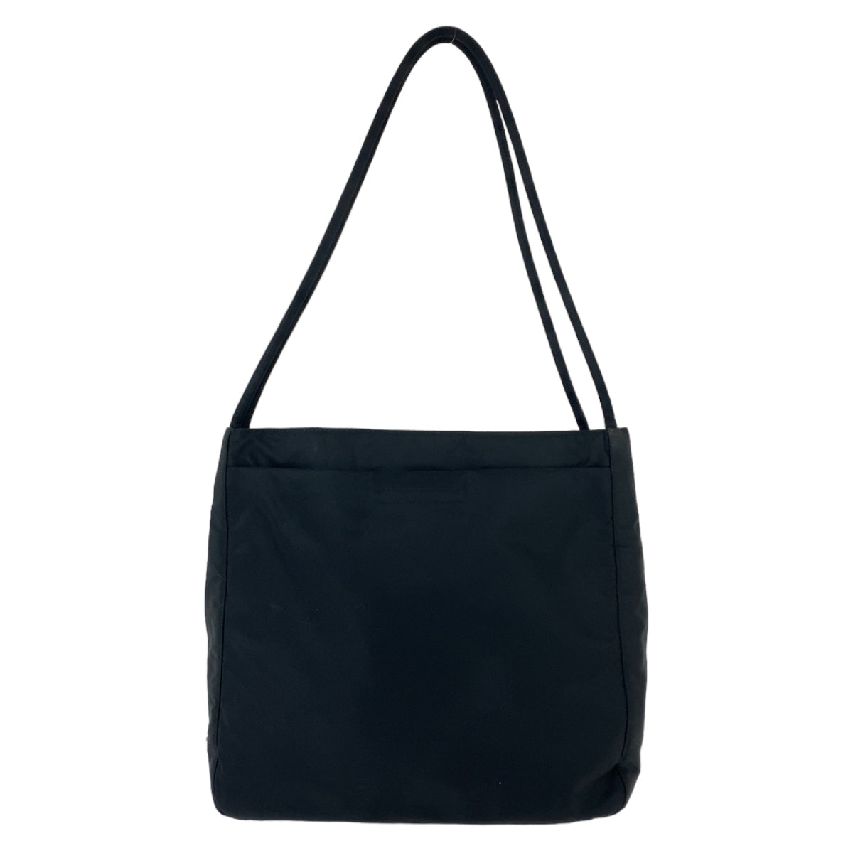 PRADA Tote Bag Nylon Black Silver Metal Tote Bag Shoulder Bag Test Triangle With logo Women Used Authentic