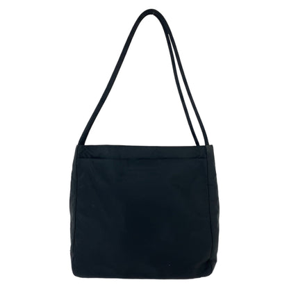 PRADA Tote Bag Nylon Black Silver Metal Tote Bag Shoulder Bag Test Triangle With logo Women Used Authentic