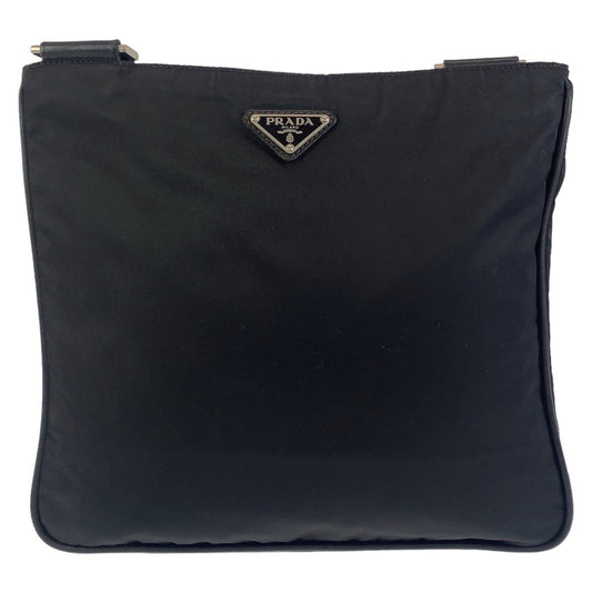 PRADA Shoulder Bag Nylon Black Silver Metal Crossbody Shoulder Bag Messenger Bag Test Triangle With logo mens Used Authentic