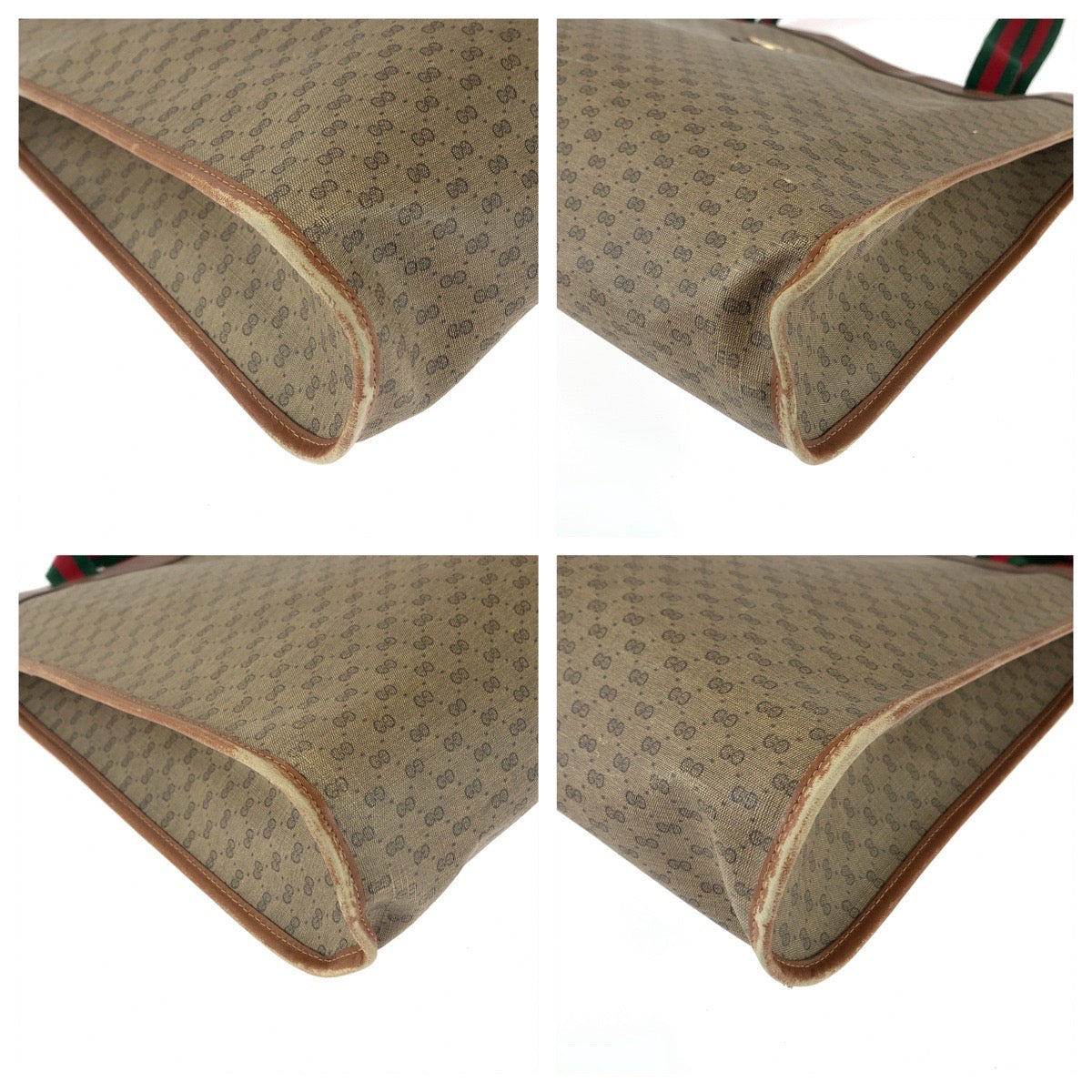 GUCCI Tote Bag 002 39 0044 GG Supreme canvas, leather Brown Gold Metal Tote Bag Shoulder Bag Unisex Old Gucci Sherry Line Micro GG Women Used Authentic