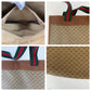 GUCCI Tote Bag 002 39 0044 GG Supreme canvas, leather Brown Gold Metal Tote Bag Shoulder Bag Unisex Old Gucci Sherry Line Micro GG Women Used Authentic