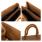PRADA Tote Bag Leather, Plastic Brown Silver Metal Tote Bag Shoulder Bag Marble Plastic Chain Women Used Authentic