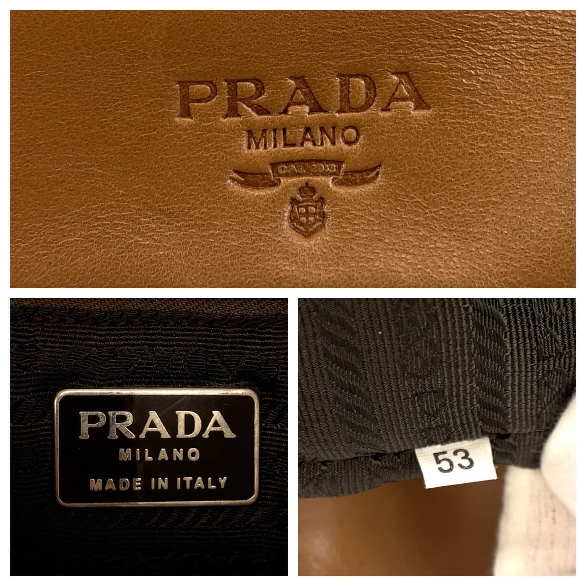 PRADA Tote Bag Leather, Plastic Brown Silver Metal Tote Bag Shoulder Bag Marble Plastic Chain Women Used Authentic