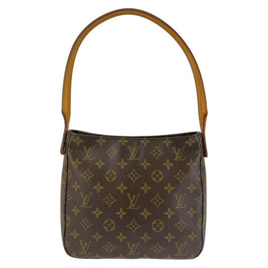 LOUIS VUITTON Shoulder Bag M51146 PVC Brown Gold Metal Shoulder Bag Monogram LoopingMM Women Used Authentic