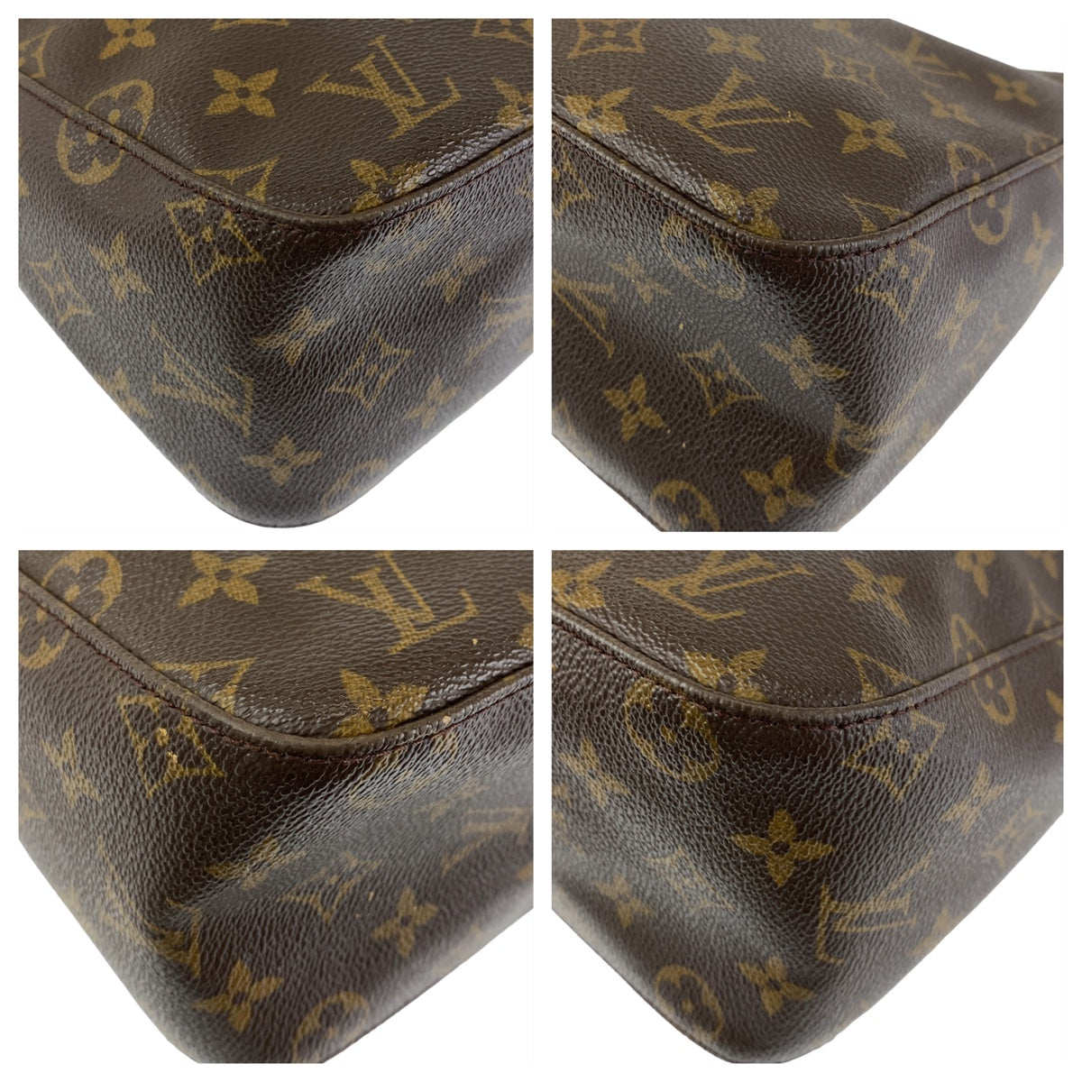 LOUIS VUITTON Shoulder Bag M51146 PVC Brown Gold Metal Shoulder Bag Monogram LoopingMM Women Used Authentic