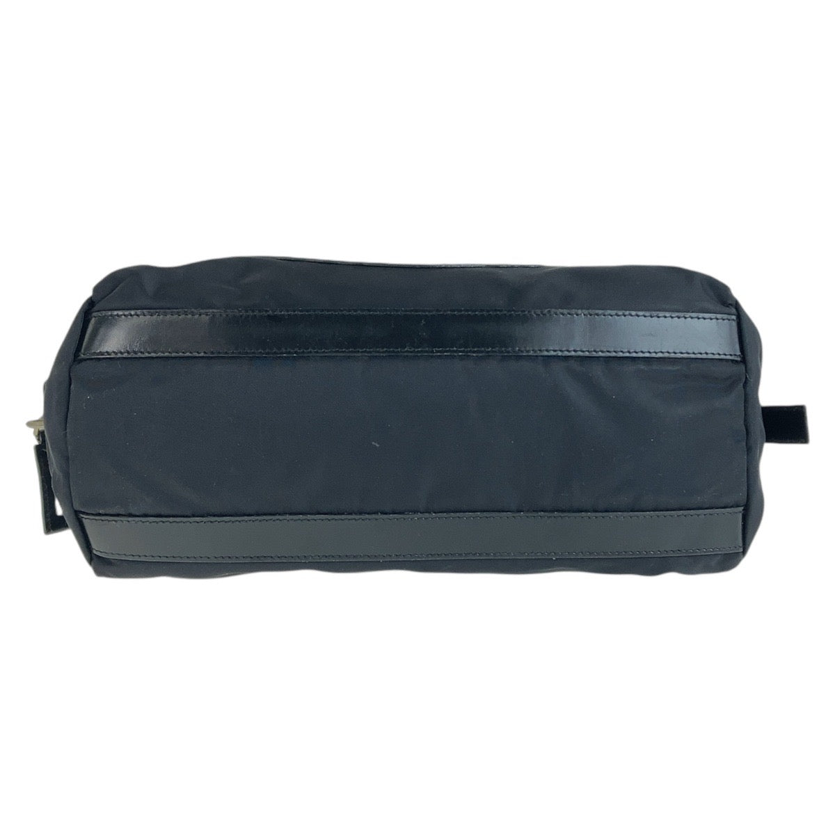 PRADA Shoulder Bag Nylon Black Silver Metal Shoulder Bag Handbag Mini Boston Duffel bag Test Logo embossed Women Used Authentic