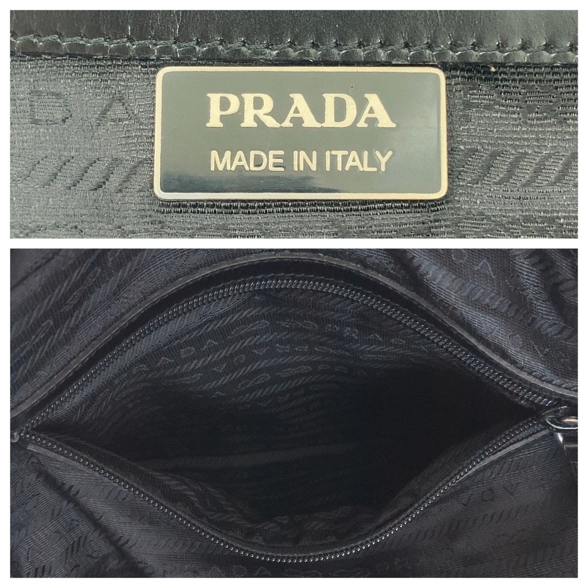 PRADA Shoulder Bag Nylon Black Silver Metal Shoulder Bag Handbag Mini Boston Duffel bag Test Logo embossed Women Used Authentic