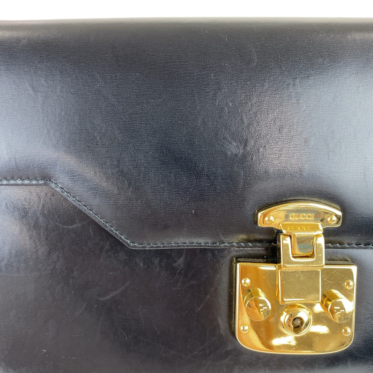 GUCCI Shoulder Bag 004.33.0450 leather Black GoldMetal Crossbody Shoulder Bag Pochette Old Gucci Ready lock Women Used Authentic