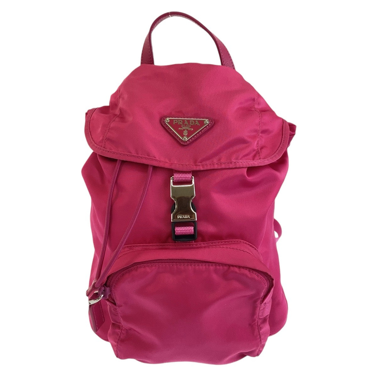 PRADA Backpack Nylon Pink SilverMetal Backpack Test Triangle With logo Women Used Authentic