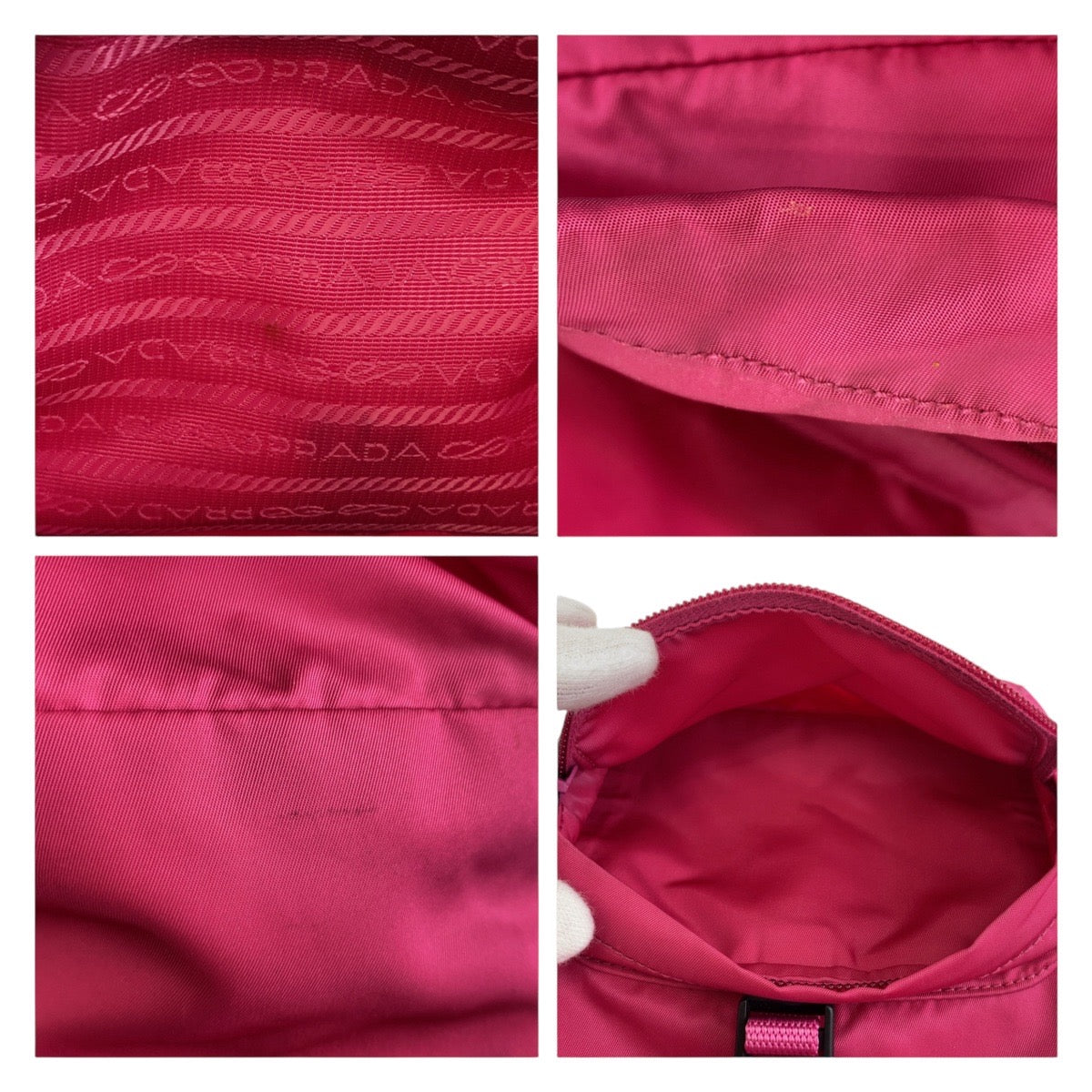 PRADA Backpack Nylon Pink SilverMetal Backpack Test Triangle With logo Women Used Authentic