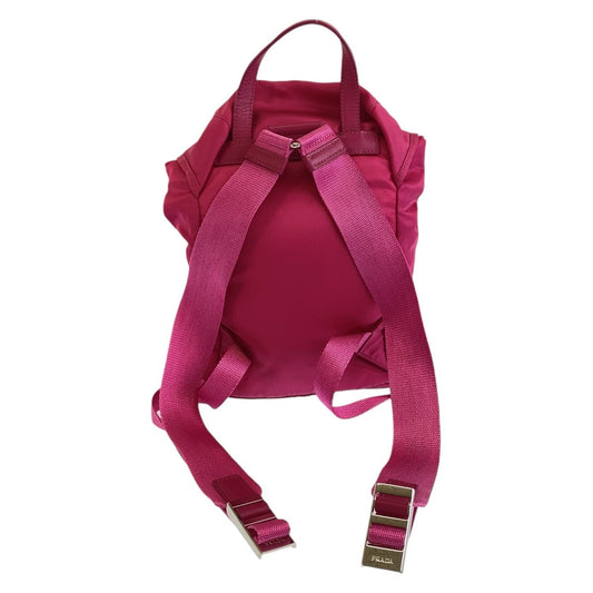PRADA Backpack Nylon Pink SilverMetal Backpack Test Triangle With logo Women Used Authentic