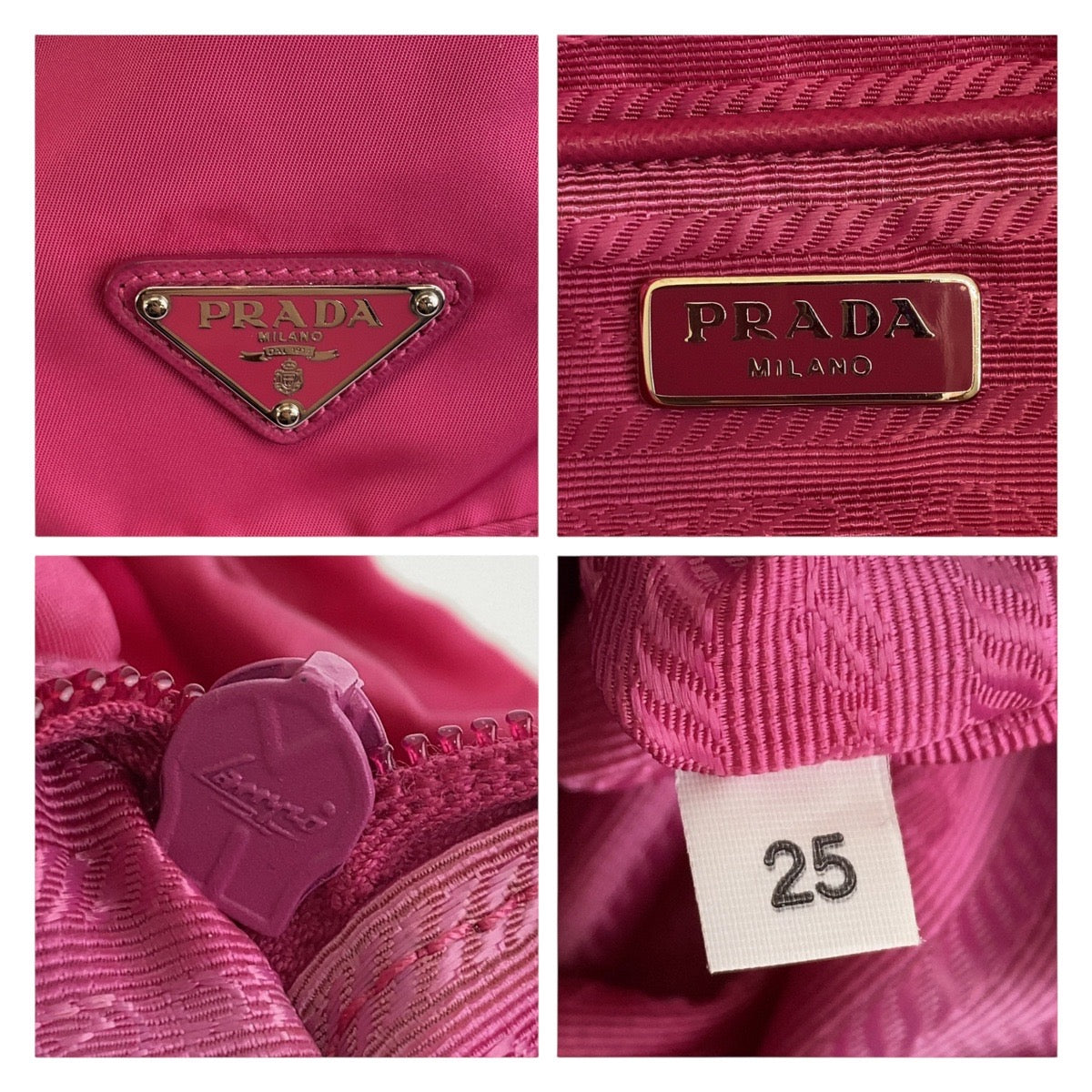PRADA Backpack Nylon Pink SilverMetal Backpack Test Triangle With logo Women Used Authentic