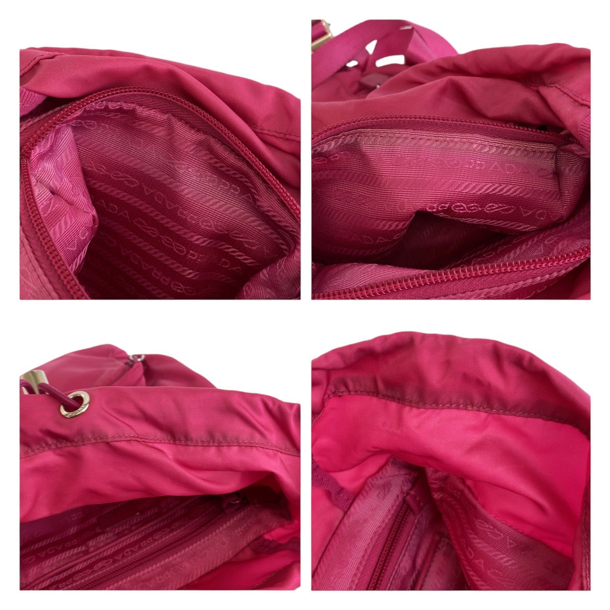PRADA Backpack Nylon Pink SilverMetal Backpack Test Triangle With logo Women Used Authentic