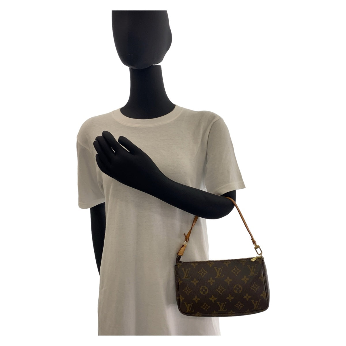 LOUIS VUITTON Handbag M51980 PVC Brown Gold Metal Handbag accessory pouch Monogram Pochette Accessoires Women Used Authentic