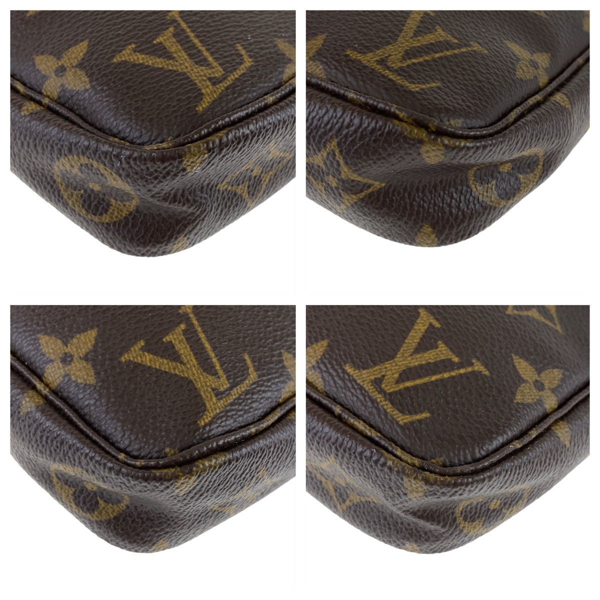 LOUIS VUITTON Handbag M51980 PVC Brown Gold Metal Handbag accessory pouch Monogram Pochette Accessoires Women Used Authentic