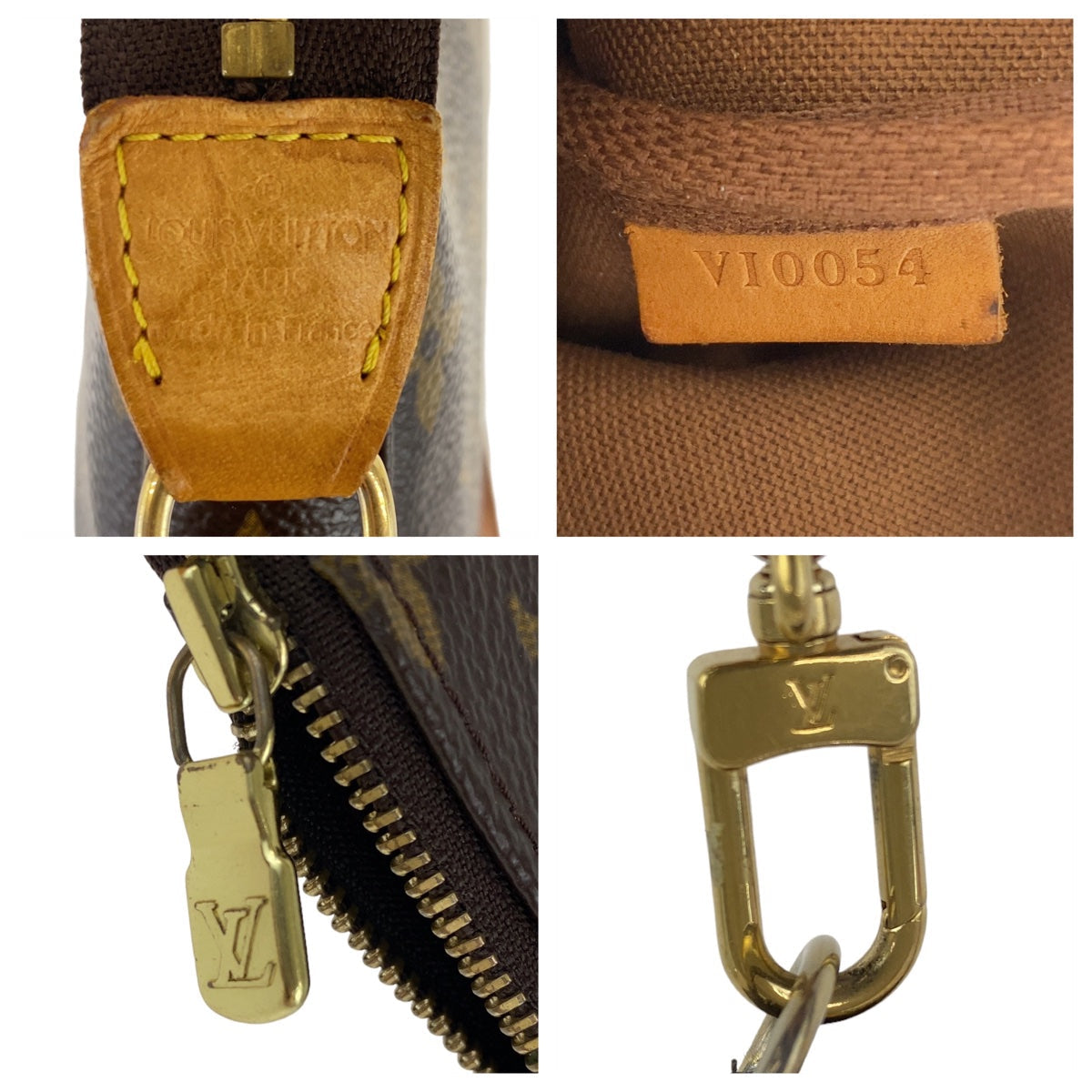 LOUIS VUITTON Handbag M51980 PVC Brown Gold Metal Handbag accessory pouch Monogram Pochette Accessoires Women Used Authentic