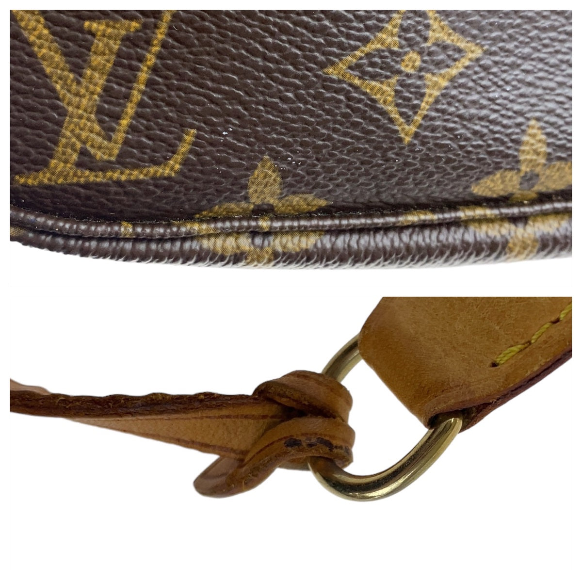 LOUIS VUITTON Handbag M51980 PVC Brown Gold Metal Handbag accessory pouch Monogram Pochette Accessoires Women Used Authentic