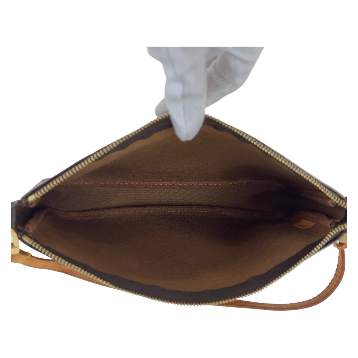 LOUIS VUITTON Handbag M51980 PVC Brown Gold Metal Handbag accessory pouch Monogram Pochette Accessoires Women Used Authentic