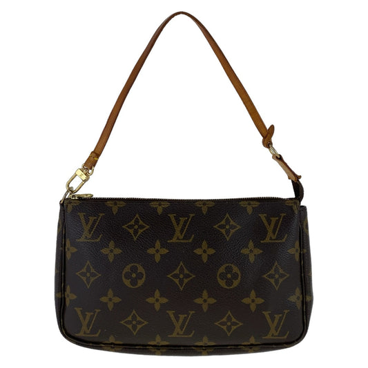 LOUIS VUITTON Handbag M51980 PVC Brown Gold Metal Handbag accessory pouch Monogram Pochette Accessoires Women Used Authentic