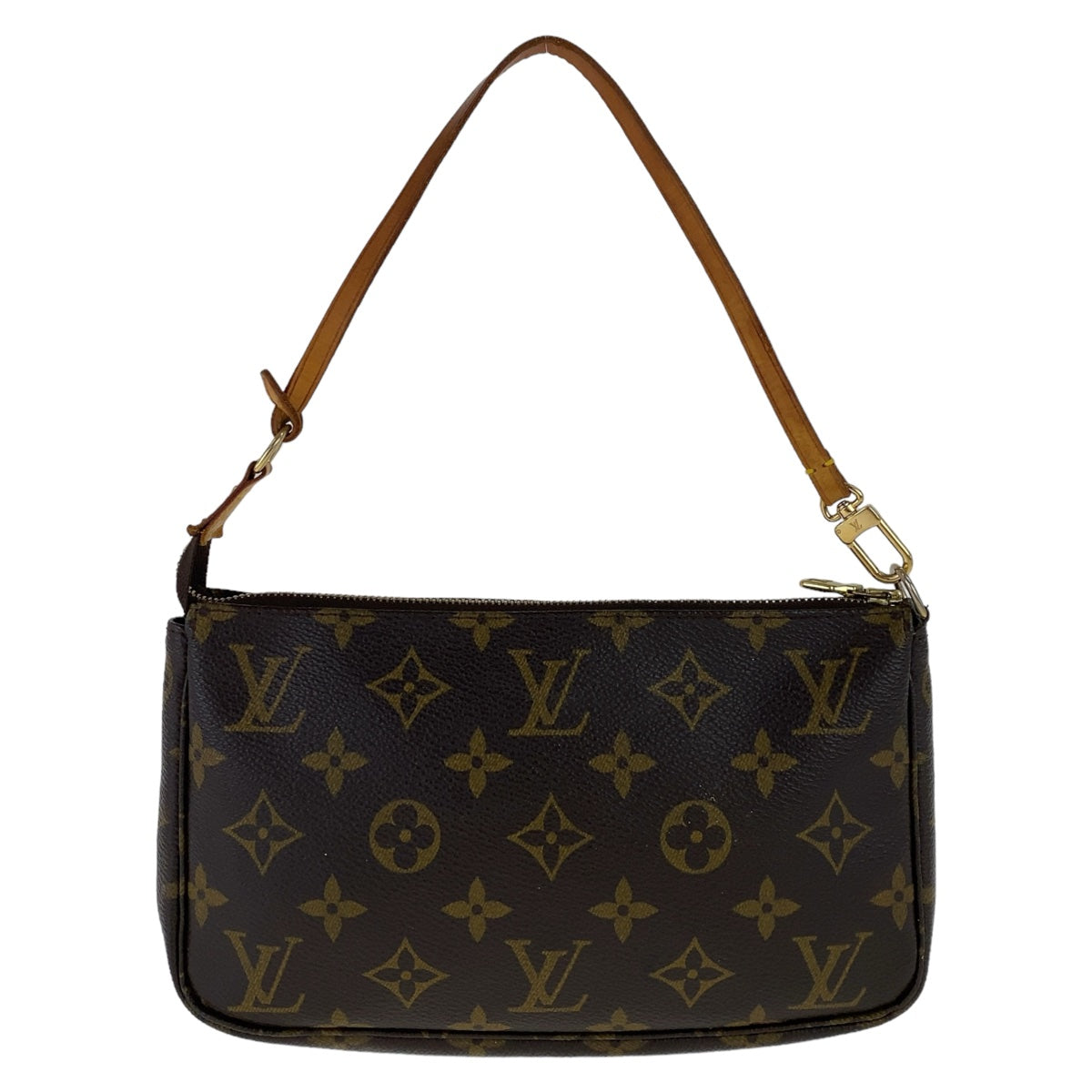 LOUIS VUITTON Handbag M51980 PVC Brown Gold Metal Handbag accessory pouch Monogram Pochette Accessoires Women Used Authentic