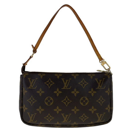 LOUIS VUITTON Handbag M51980 PVC Brown Gold Metal Handbag accessory pouch Monogram Pochette Accessoires Women Used Authentic