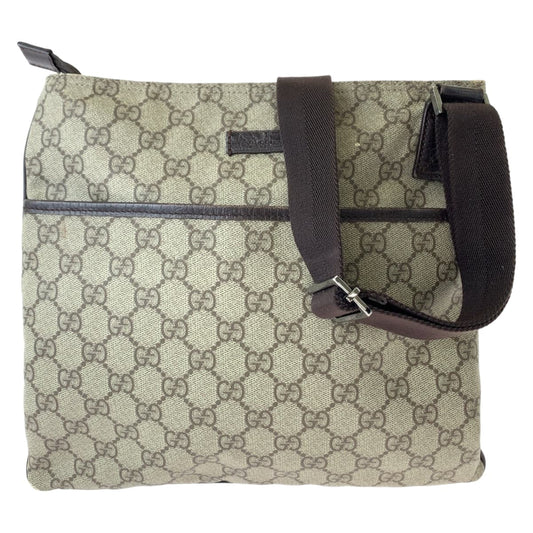 GUCCI Shoulder Bag 141626 GG Supreme Canvas Beige Brown SilverMetal Crossbody Shoulder Bag Messenger Bag mens Used Authentic