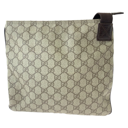 GUCCI Shoulder Bag 141626 GG Supreme Canvas Beige Brown SilverMetal Crossbody Shoulder Bag Messenger Bag mens Used Authentic