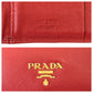 PRADA Tri-fold wallet leather Red Gold Metal Folding wallet Compact wallet Safiano Women Used Authentic