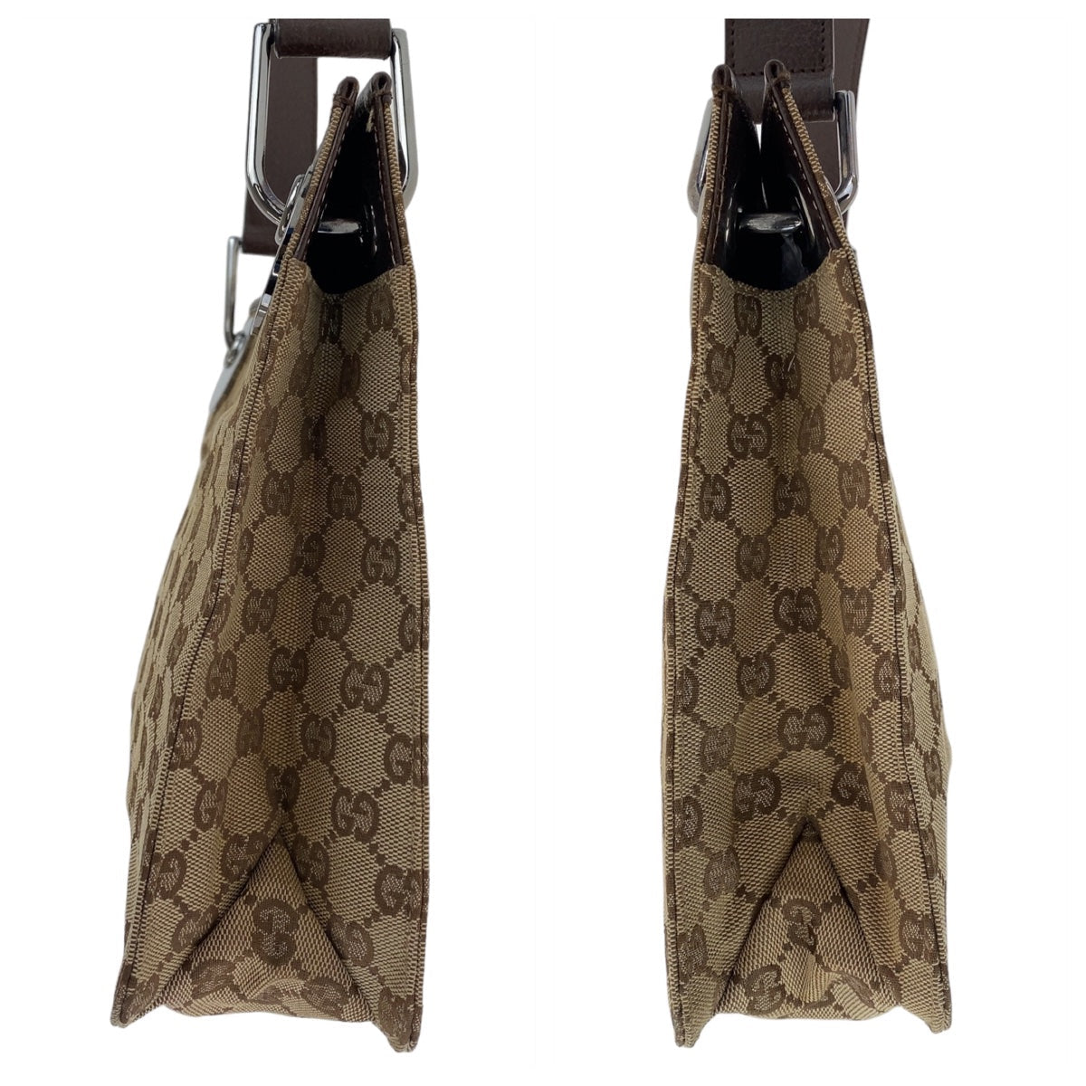 GUCCI Shoulder Bag 120841 GG canvas, leather Beige Brown SilverMetal Crossbody Shoulder Bag Messenger Bag GG pattern Women Used Authentic