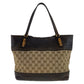 GUCCI Tote Bag 353125 GG canvas, leather Brown Gold Metal Tote Bag Shoulder Bag Handbag Bamboo Women Used Authentic