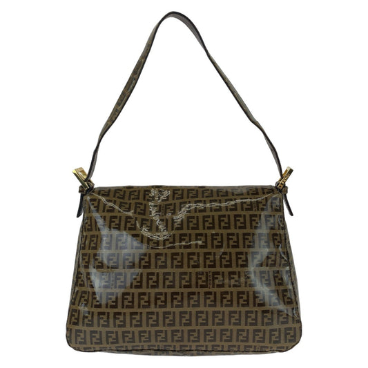 FENDI Shoulder Bag Coated canvas, leather Brown Gold Metal Shoulder Bag Zucchino Zucca Mamma Bucket Women Used Authentic