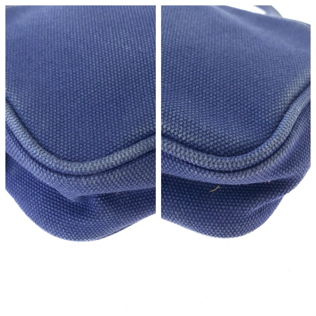 PRADA Handbag canvas Blue Silver Metal mini handbag accessory pouch Women Used Authentic