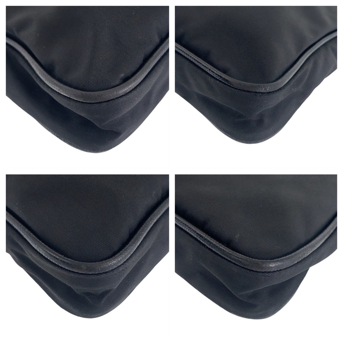PRADA Shoulder Bag Nylon Black SilverMetal Crossbody Shoulder Bag Pochette Test Triangle With logo Women Used Authentic