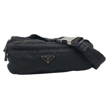 PRADA Sling bag Nylon Black black Sling bag Waist bag Test Triangle With logo mens Used Authentic