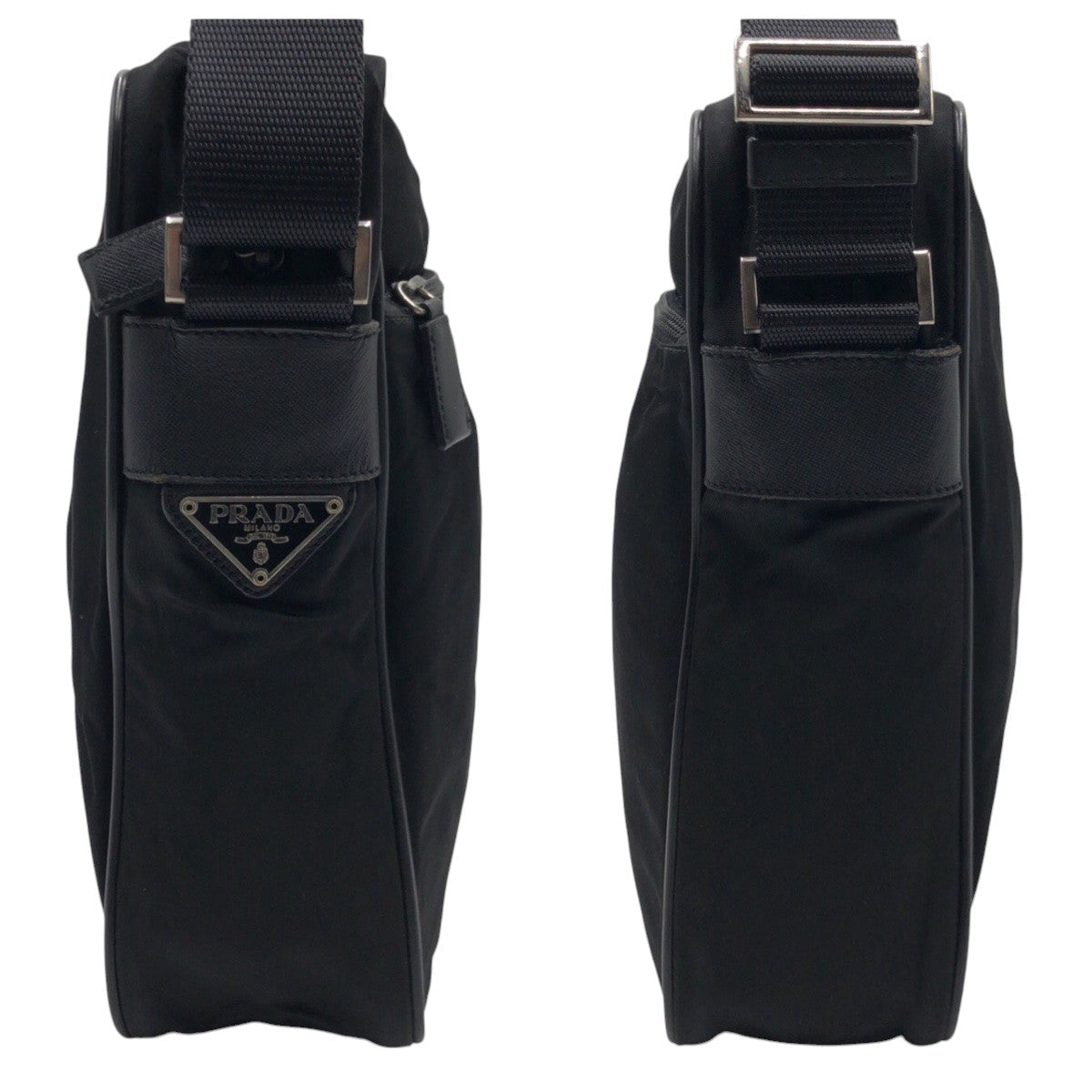 PRADA Shoulder Bag Nylon Black black Shoulder bag Messenger bag Test Triangular logo mens Used Authentic