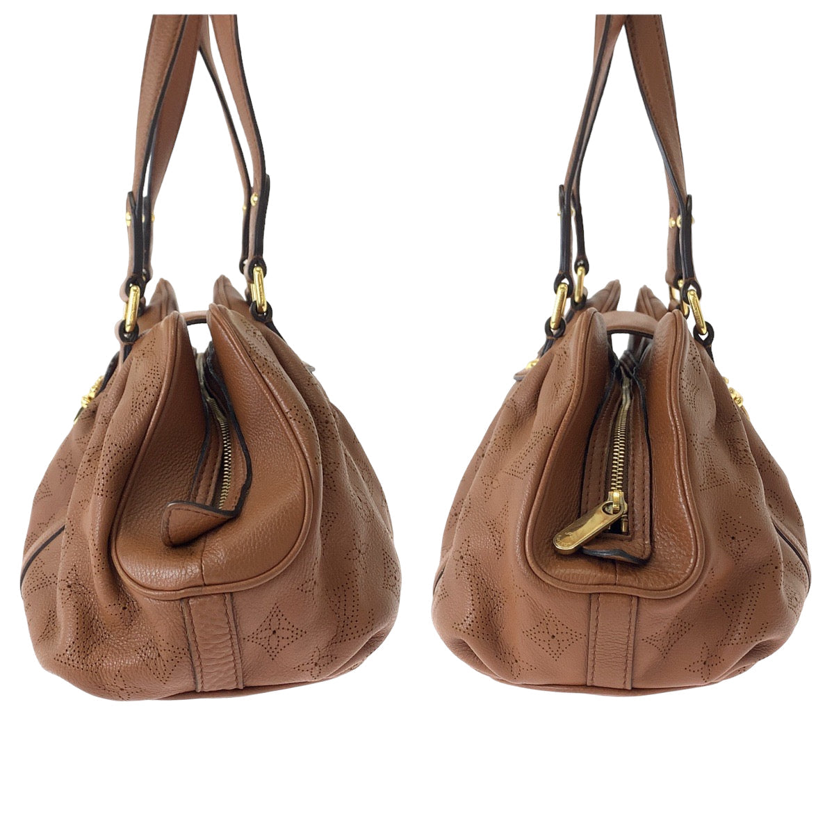 LOUIS VUITTON Shoulder Bag M97052 leather Brown Gold Metal Shoulder Bag handbag Monogram Mahina Runner PM Women Used Authentic