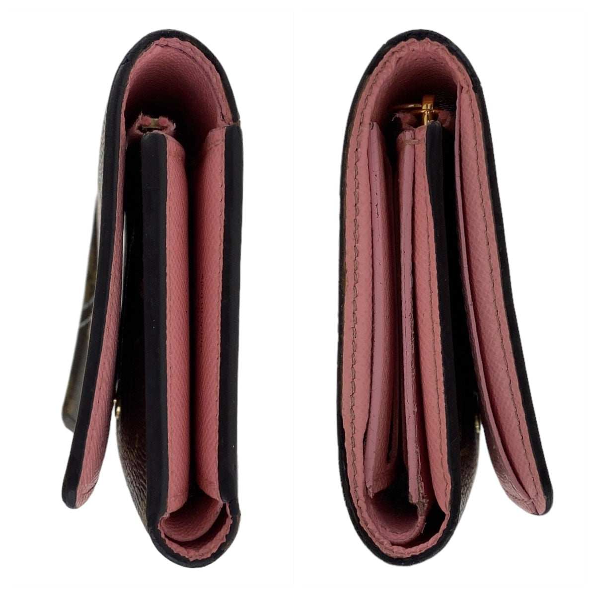 LOUIS VUITTON Tri-fold wallet M69754 PVC Brown Pink Gold Metal Folding wallet Compact wallet Monogram Vivienne Portefeuille Victorine Women Used Authentic