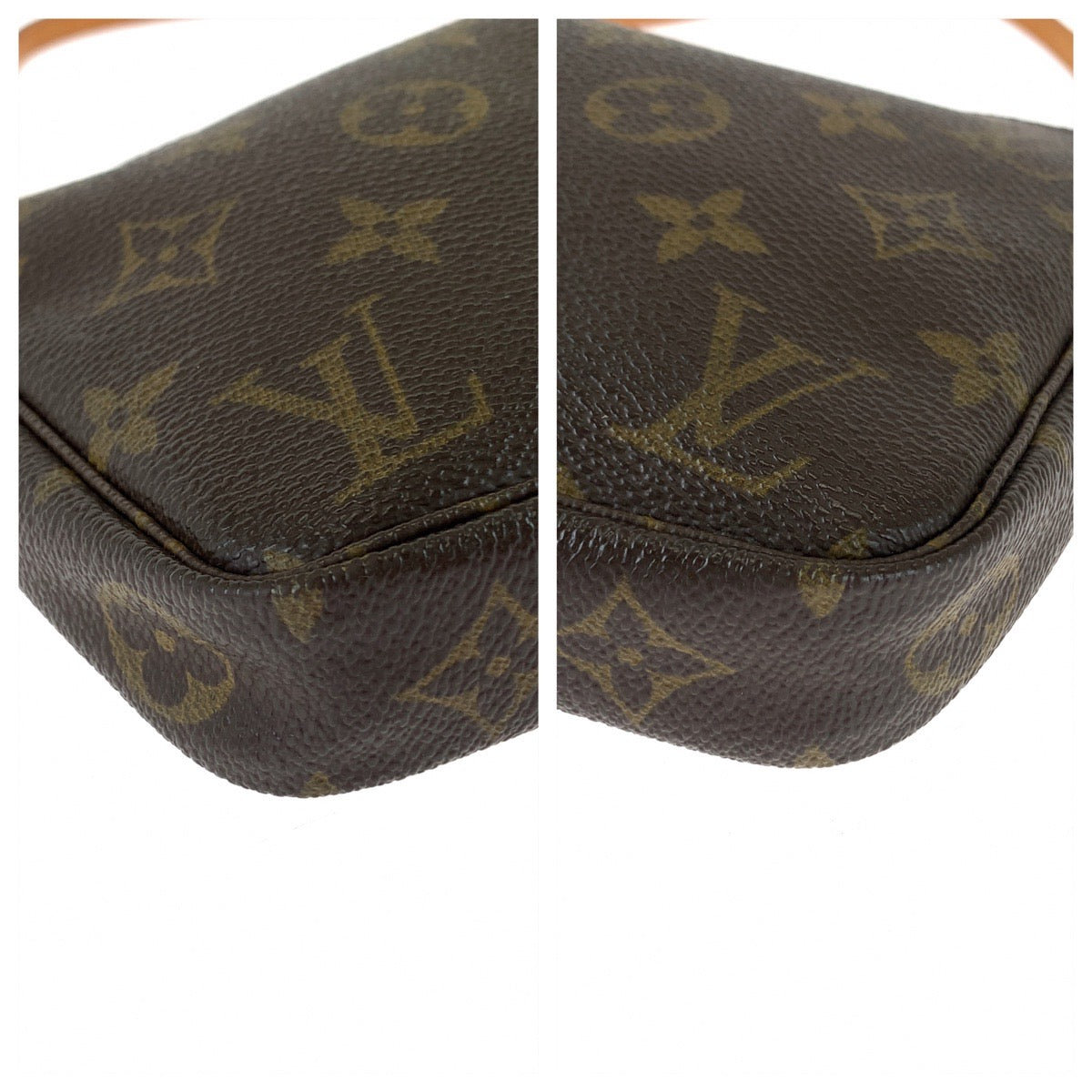 LOUIS VUITTON Handbag M40712 PVC Brown Gold Metal Handbag accessory pouch Monogram Accesspo Women Used Authentic