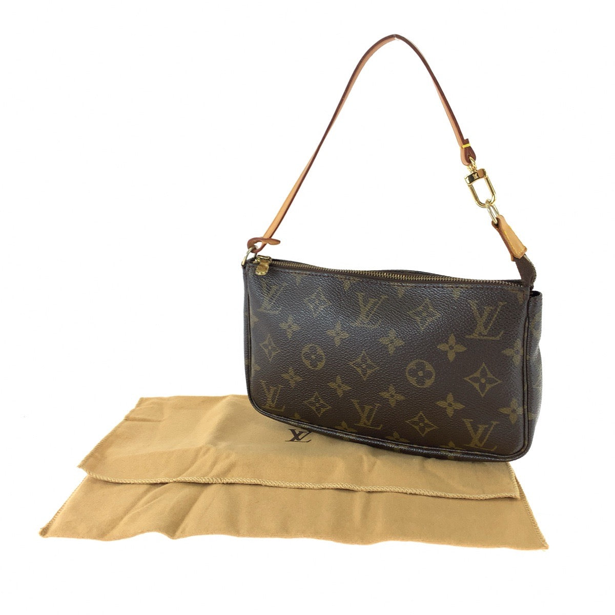 LOUIS VUITTON Handbag M40712 PVC Brown Gold Metal Handbag accessory pouch Monogram Accesspo Women Used Authentic