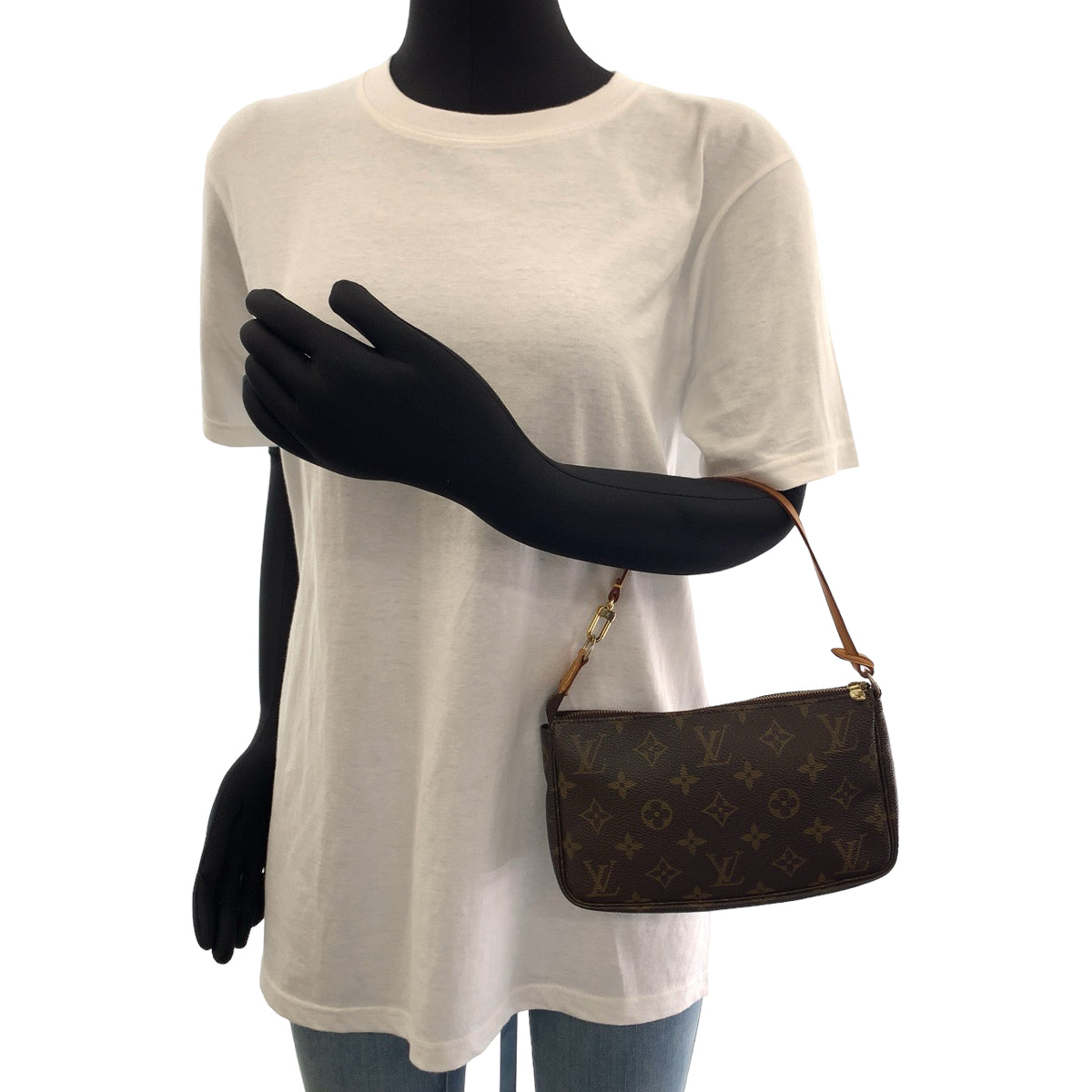 LOUIS VUITTON Handbag M40712 PVC Brown Gold Metal Handbag accessory pouch Monogram Accesspo Women Used Authentic