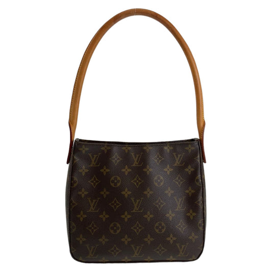 LOUIS VUITTON Shoulder Bag M51146 PVC Brown Gold Metal Shoulder Bag Monogram LoopingMM Women Used Authentic