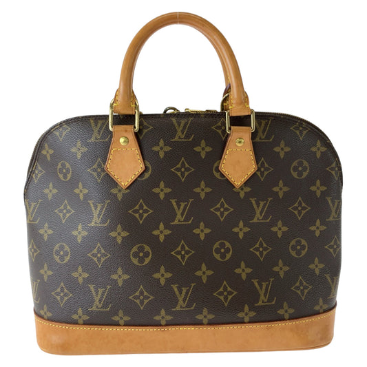 LOUIS VUITTON Handbag M51130 PVC Brown Gold Metal Handbag Monogram Alma Women Used Authentic