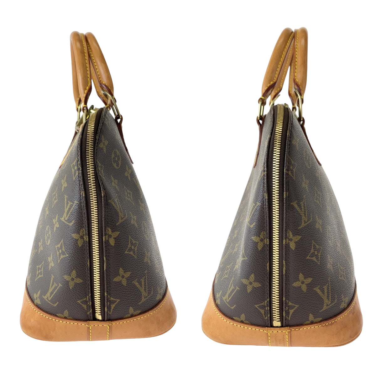 LOUIS VUITTON Handbag M51130 PVC Brown Gold Metal Handbag Monogram Alma Women Used Authentic