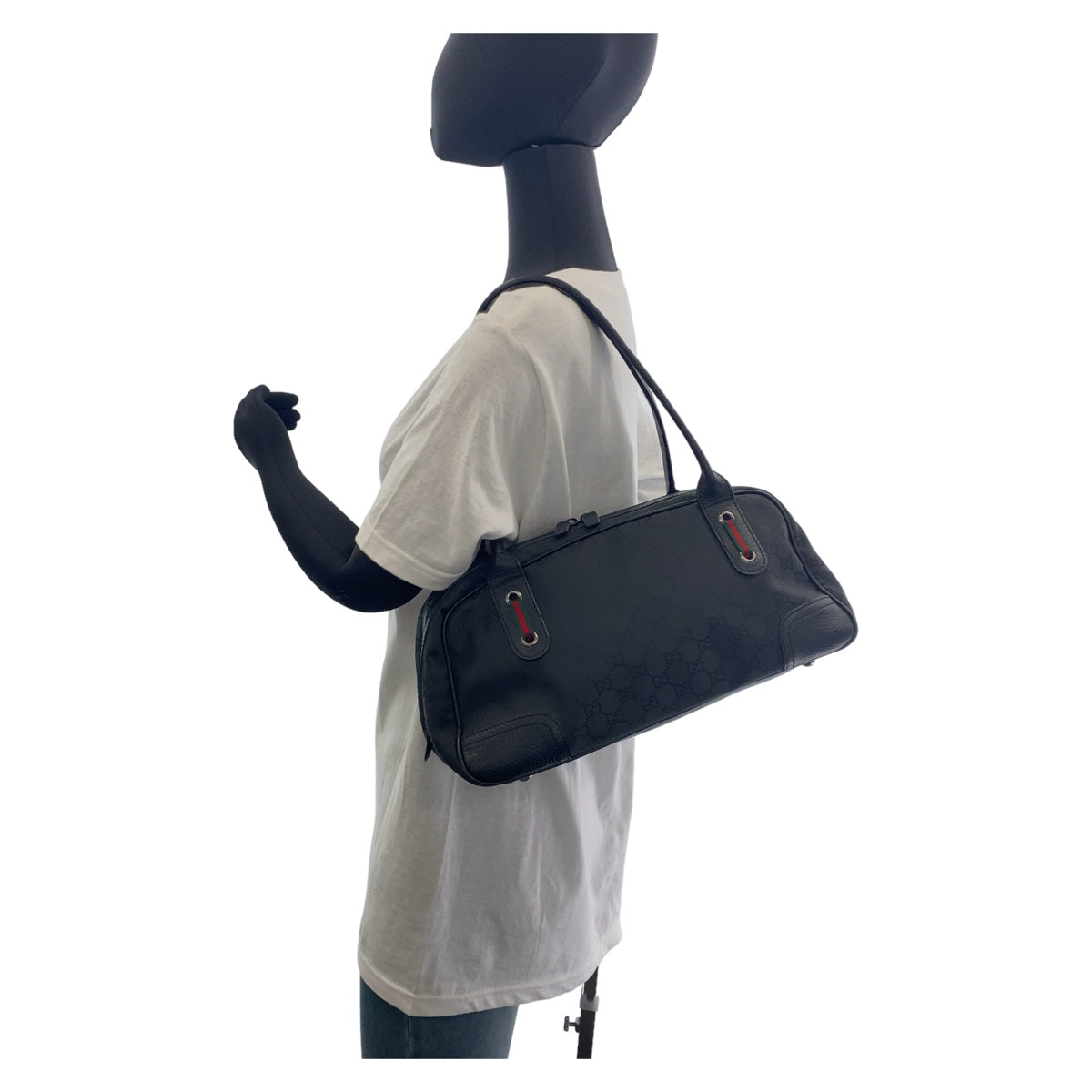 GUCCI Shoulder Bag 293594 Nylon, Leather Black Silver Metal Shoulder Bag handbag Sherry line Women Used Authentic