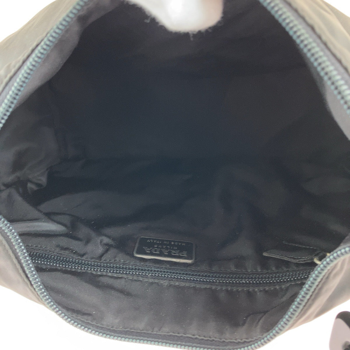 PRADA Shoulder Bag Nylon Black SilverMetal One Shoulder Bag, Plastic Handle Test Triangle With logo Women Used Authentic