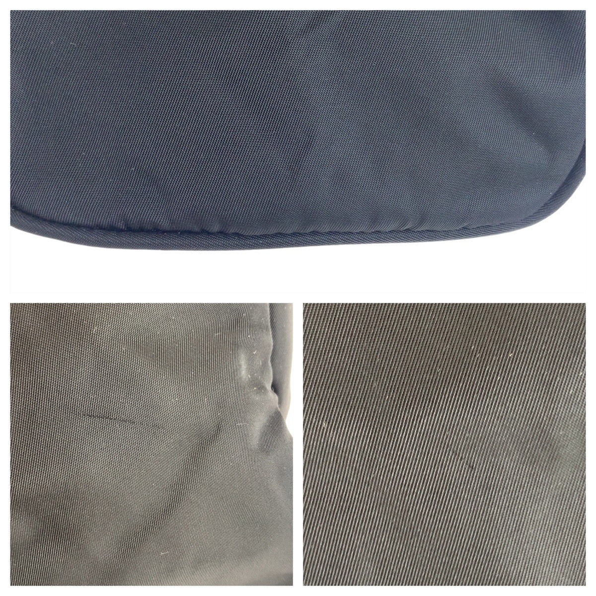 PRADA Tote Bag Nylon Black SilverMetal Tote Bag Shoulder Bag Test Triangle With logo Women Used Authentic