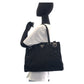 PRADA Tote Bag Nylon Black SilverMetal Tote Bag Shoulder Bag Test Triangle With logo Women Used Authentic
