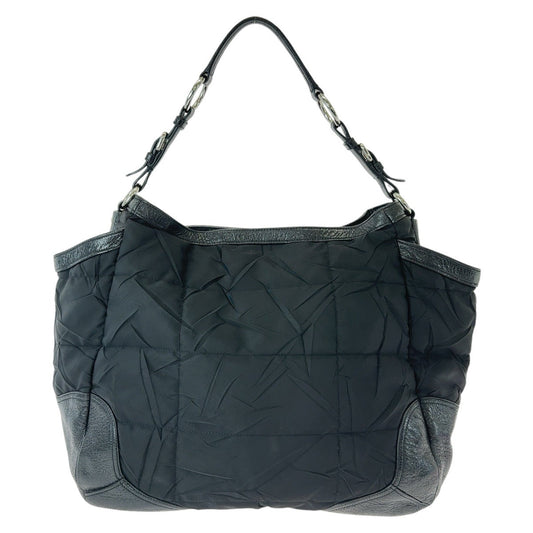 PRADA Shoulder Bag Nylon, Leather Black SilverMetal Hobo Shoulder Bag Tessuto Wrinkled Triangle With logo Women Used Authentic