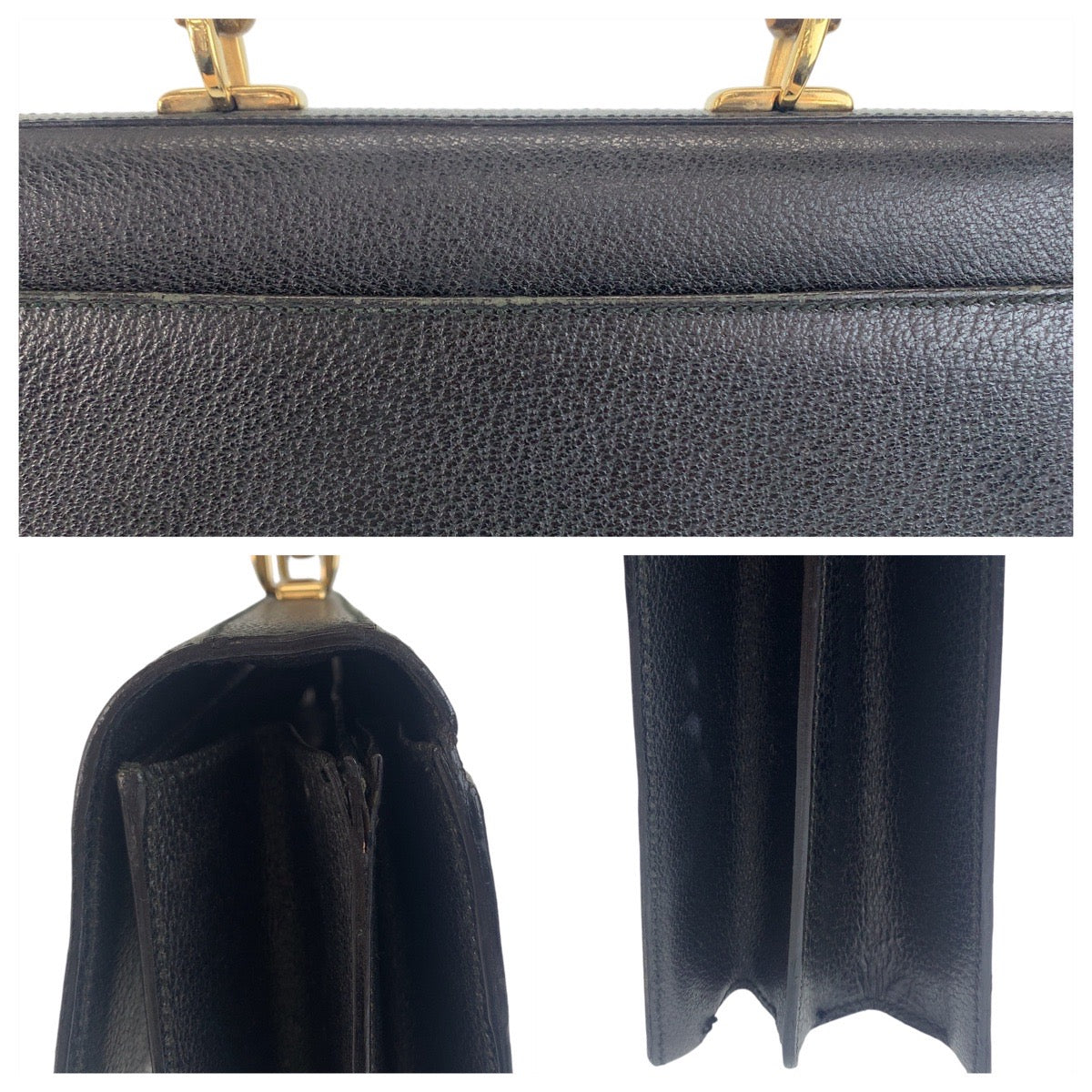 GUCCI Business bag 015.1046.3304 leather Black GoldMetal Business bag briefcase A4 compatible Bamboo Old Gucci mens Used Authentic