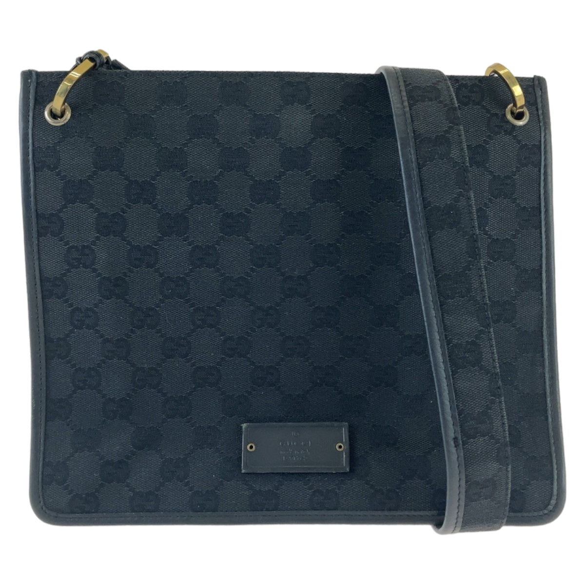 GUCCI Shoulder Bag 91762 GG canvas, leather Black Gold Metal Crossbody Shoulder Bag Pochette mens Used Authentic
